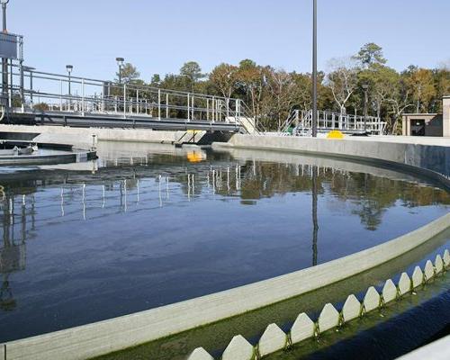 Large concrete wastewater processing tanks